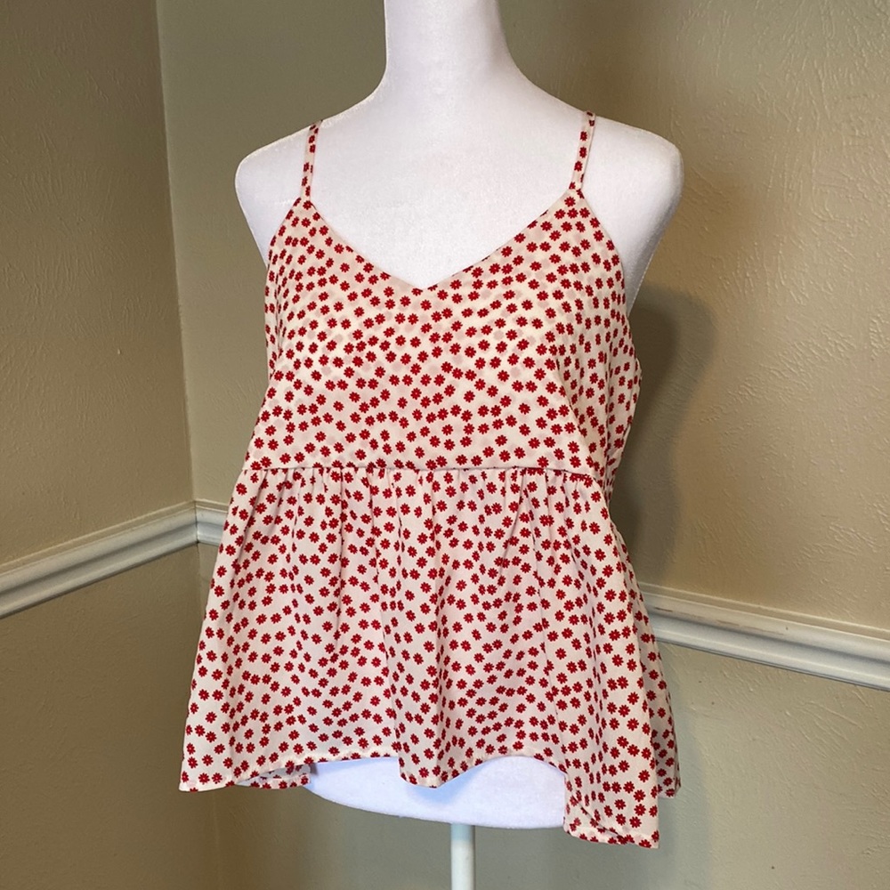 Shein White with Red Flowers Top
